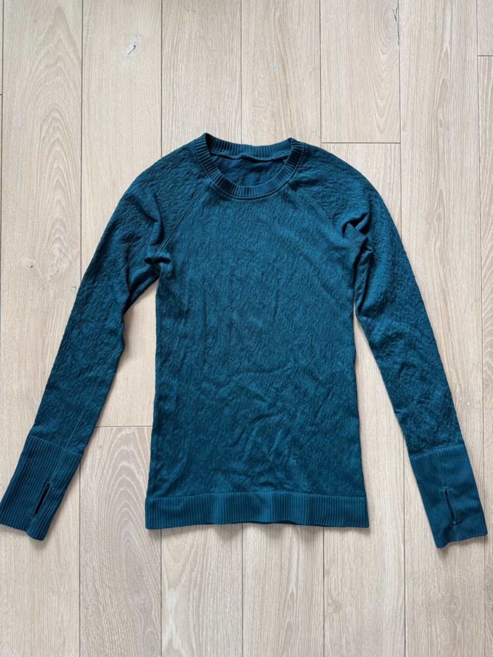 Lululemon Long-Sleeve Textured Crewneck Top in Deep Teal